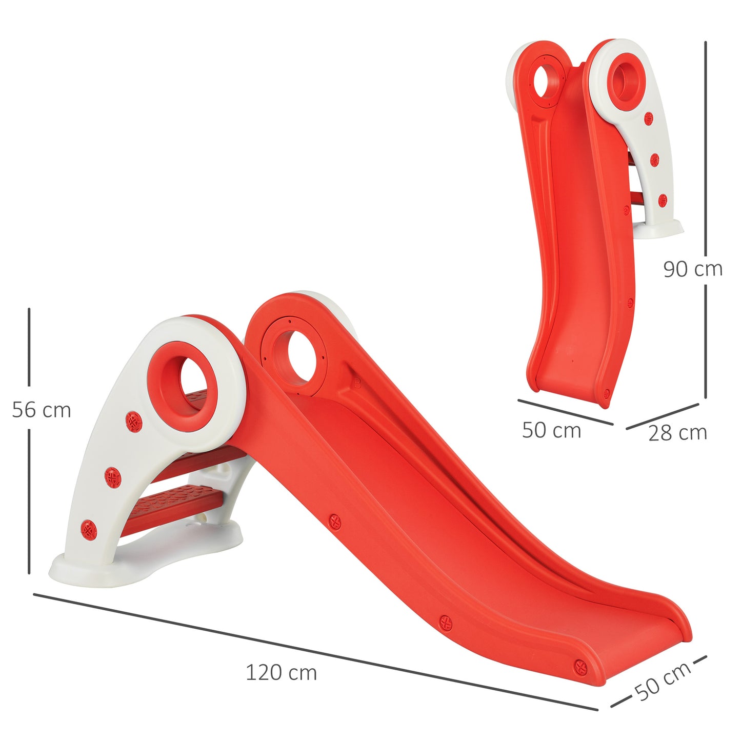 Homcom Tobogán Infantil Para +3 Años Plegable Con Escalera Y Rampa 120x50x56 Cm_2