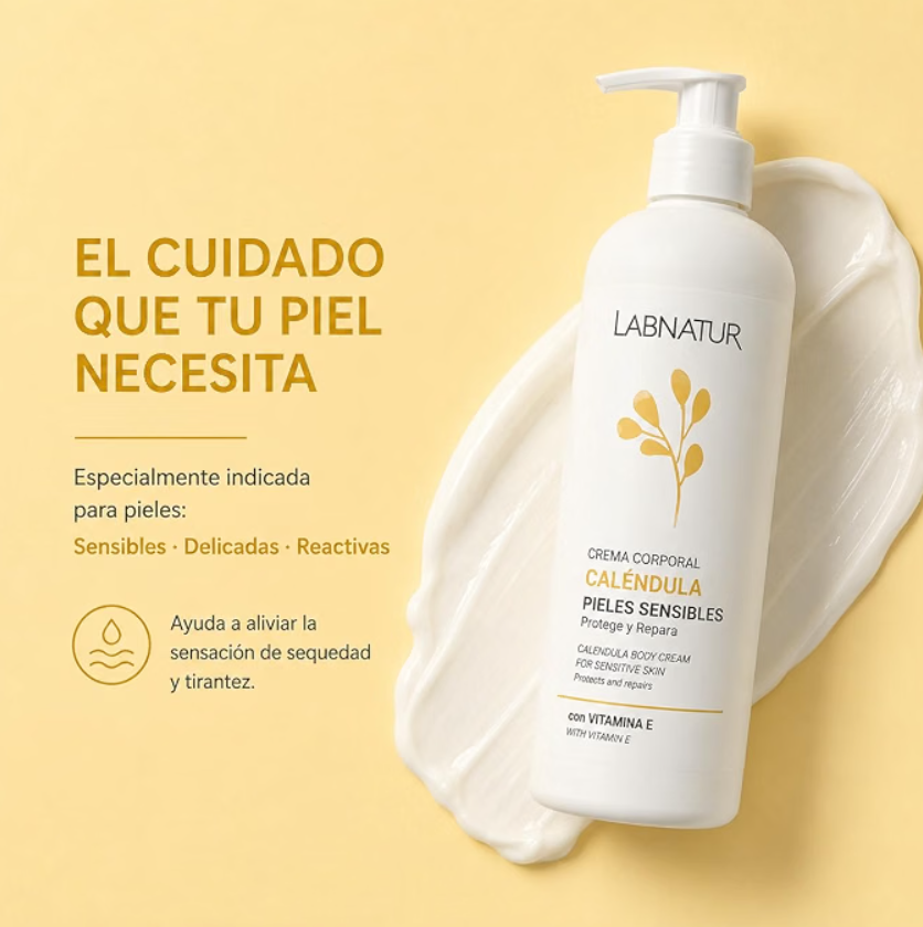 Crema Corporal de Caléndula Labnatur 400 ml | Hidrata, Calma y Protege | Piel Sensible y Delicada | Uso Diario | Vegano_2