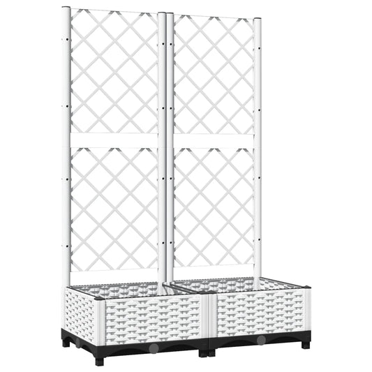 Jardinera Con Enrejado Pp Blanco 80x40x121,5 Cm_0