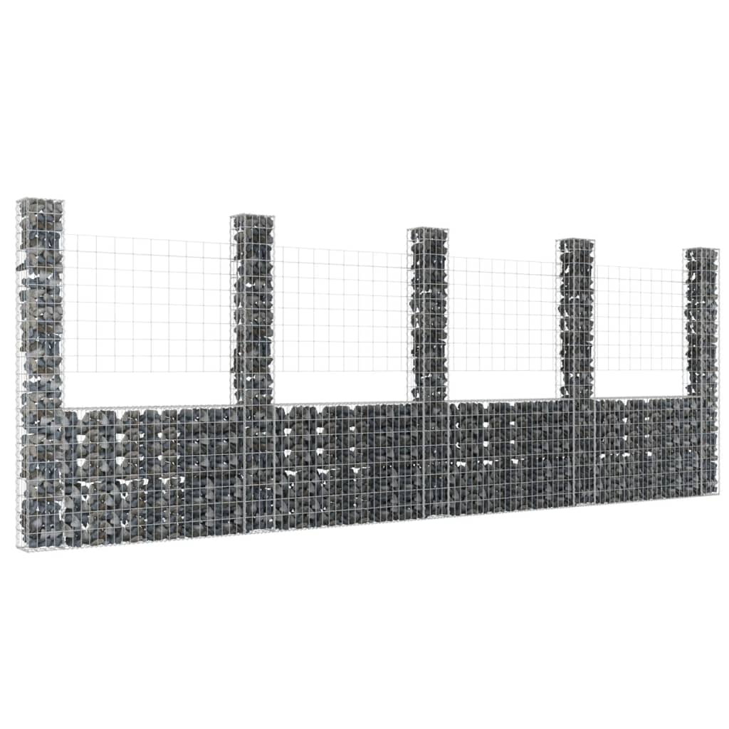 Cesta De Gaviones Forma De U 5 Postes De Hierro 500x20x200 Cm / Vetonek_4