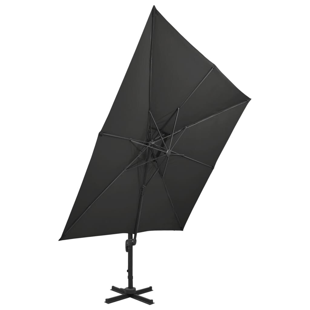 Vidaxl Sombrilla Jardín Voladiza Con Cubierta Doble Negro 300x300 Cm_1