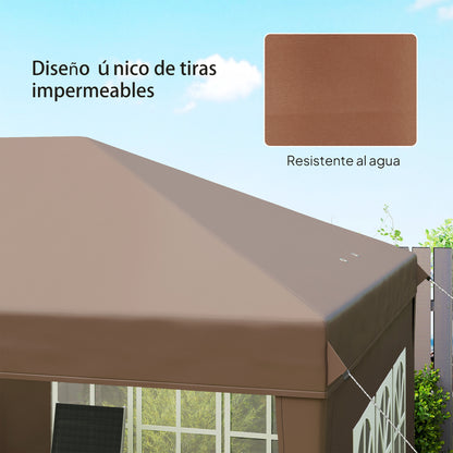 Outsunny Carpa Plegable 6x3 M Con 4 Laterales Desmontables 4 Ventanas Café_5