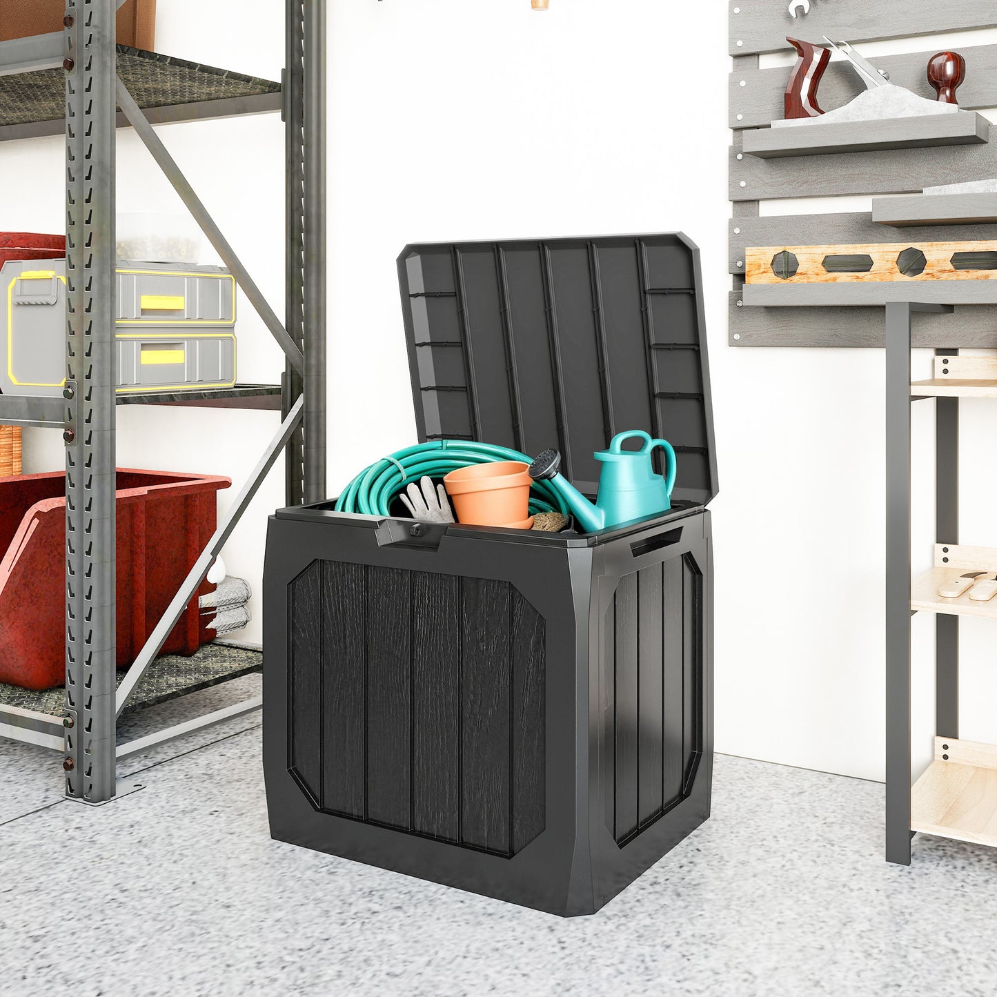 Outsunny Baúl De Almacenaje Exterior 121l Con 2 Asas Impermeable 56x45x53 Cm_3