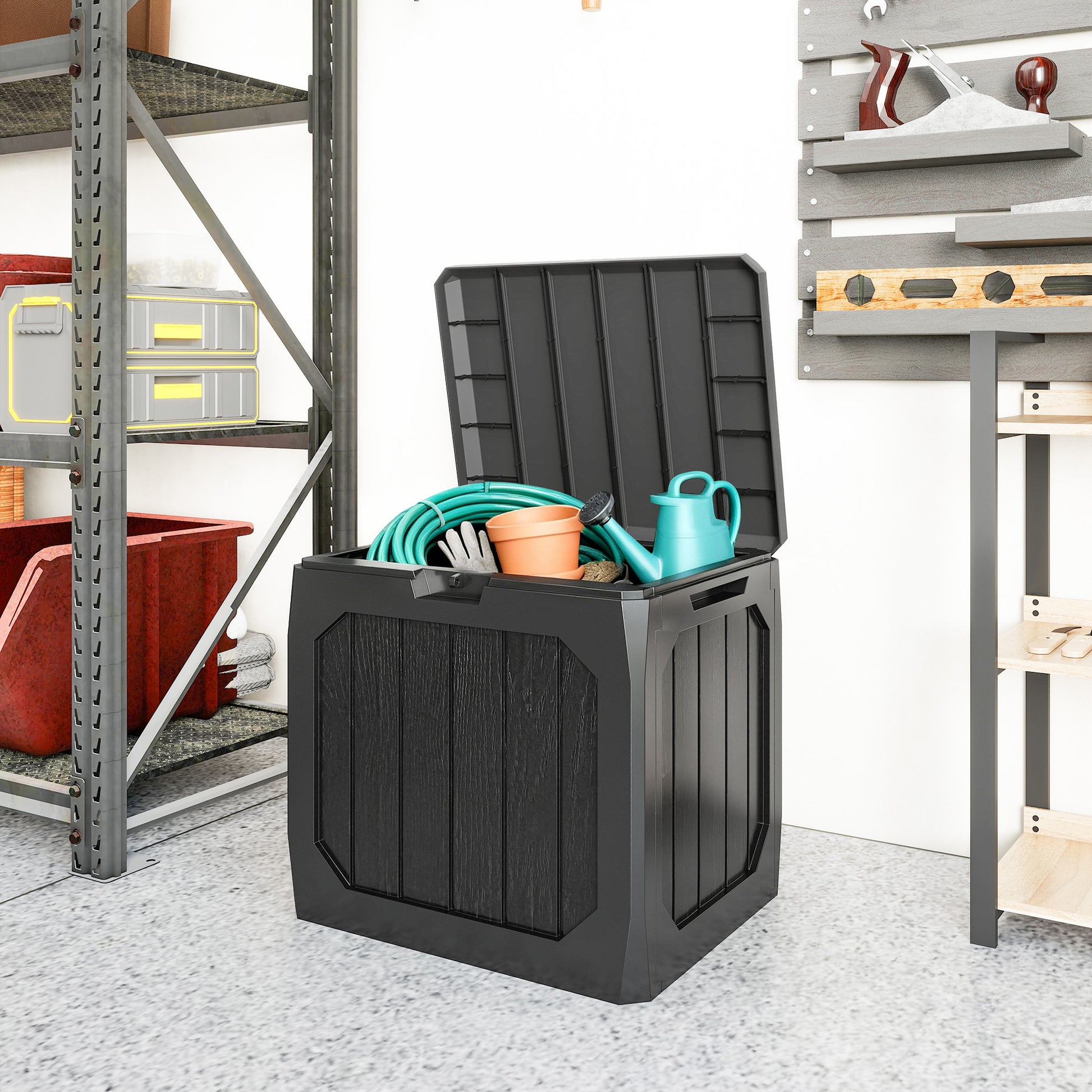 Outsunny Baúl De Almacenaje Exterior 121l Con 2 Asas Impermeable 56x45x53 Cm_3