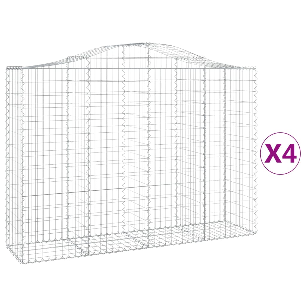 Cestas Gaviones 4 Uds Forma De Arco Hierro 200x50x140/160 Cm_0