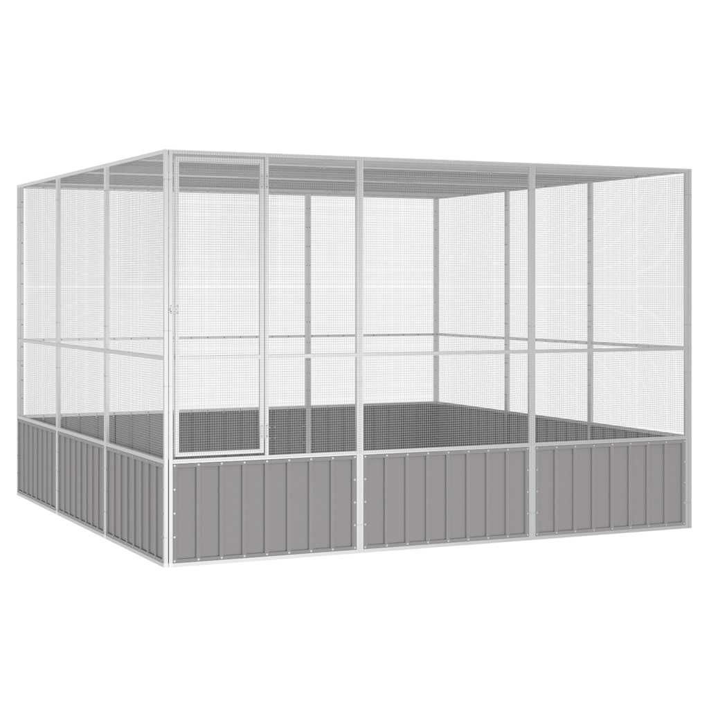 Vidaxl Jaula Pájaros Acero Galvanizado Gris 302,5x324,5x211,5 Cm_0