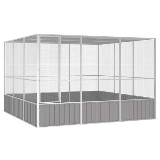 Vidaxl Jaula Pájaros Acero Galvanizado Gris 302,5x324,5x211,5 Cm_0
