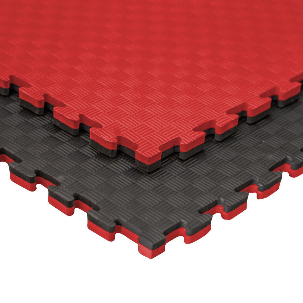 Tatami Puzzle 2,5cm 100x100cm – Superficie 5 Líneas Negro/rojo_0