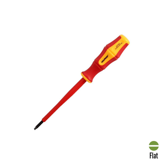 Destornillador Plano Aislado Certificado Vde 1.000 V. Medida 0,8 X Ø 4,0 X 100 Mm. Destornillador Seguridad Electricista_0