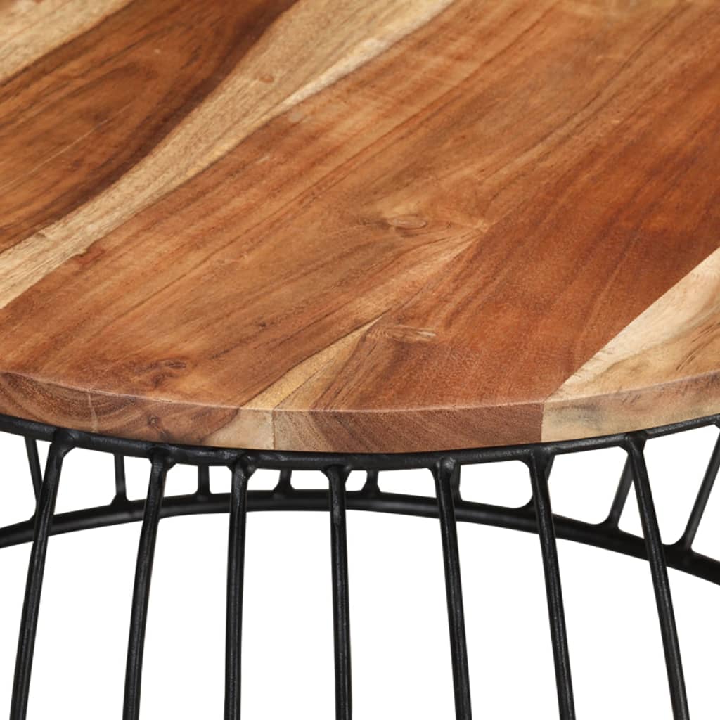 Mesa De Centro De Madera Maciza De Acacia Ø68 Cm_2