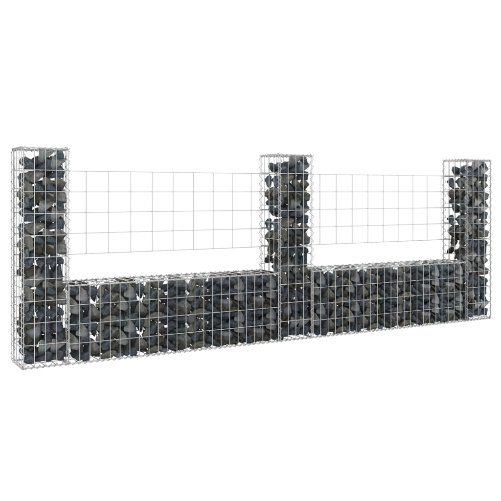 Cesta De Gaviones Forma De U 3 Postes De Hierro 260x20x100 Cm / Vetonek_0