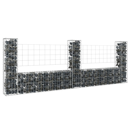 Cesta De Gaviones Forma De U 3 Postes De Hierro 260x20x100 Cm / Vetonek_0