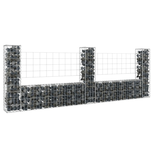 Cesta De Gaviones Forma De U 3 Postes De Hierro 260x20x100 Cm / Vetonek_0