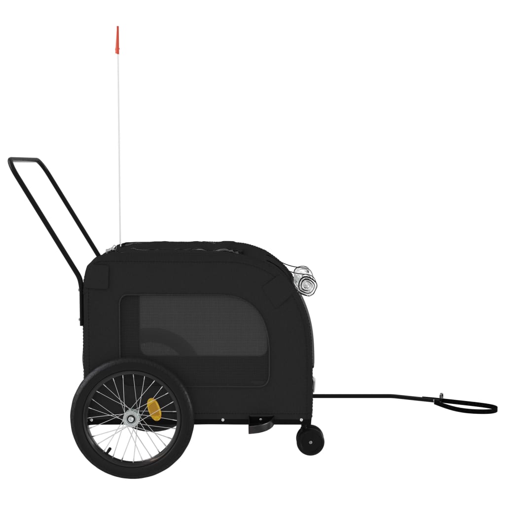 Remolque De Bicicleta Mascotas Hierro Tela Oxford Negro_5