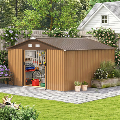 Outsunny Cobertizo Jardín 13,1 M² Para Almacenamiento De Herramientas Ocre_3