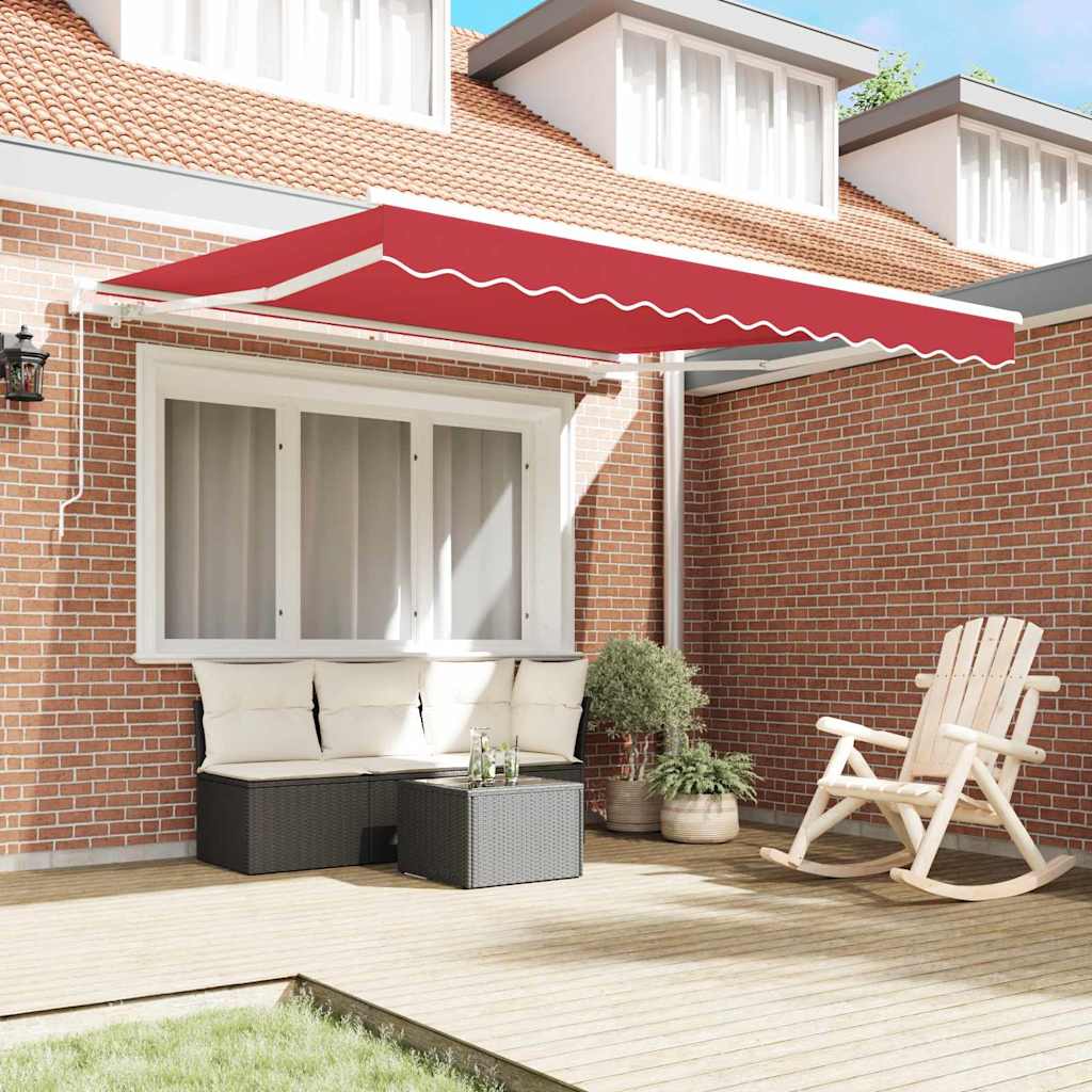 Toldo Retráctil Rojo 350 X 250 Cm Poliéster Y Aluminio_2