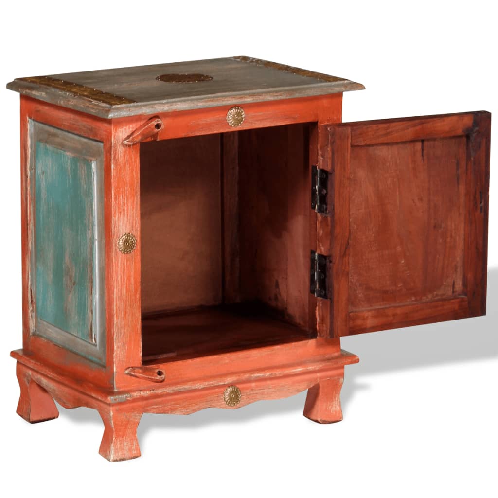 Mesita De Noche De Madera Maciza De Mango Naranja_4