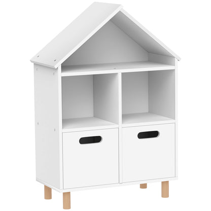 Aiyaplay Librería Infantil 3 Niveles Forma Casa Con 3 Estantes 2 Armarios Blanco_0