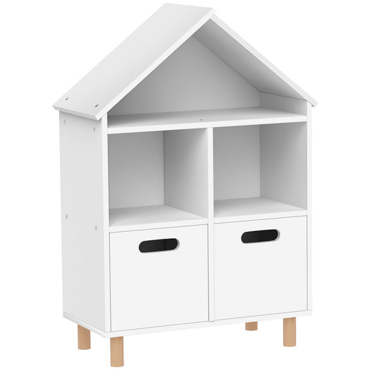 Aiyaplay Librería Infantil 3 Niveles Forma Casa Con 3 Estantes 2 Armarios Blanco_0