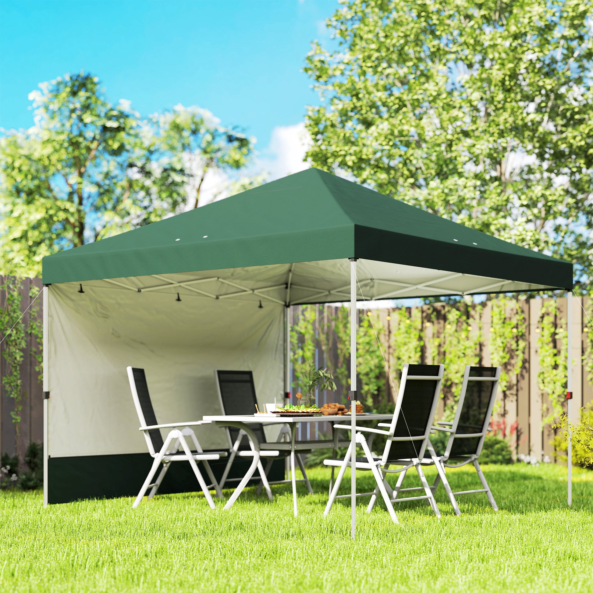 Outsunny Carpa Plegable Pop-up 3x3 M Con Pared Upf50+ Altura Ajustable Verde_1
