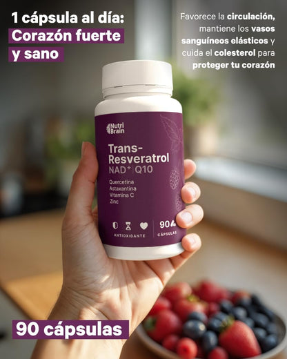 Antioxidante Resveratrol Nad Q10 Astaxantina Nutribrain 90 Cápsulas_4