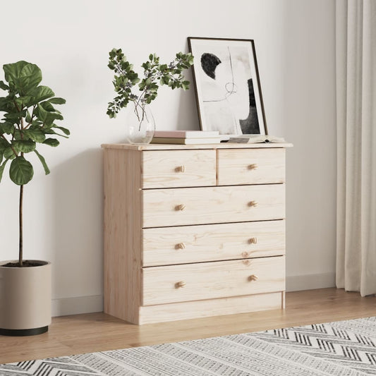 Cómoda Alta Madera Maciza Pino 77x35x73 Cm_0