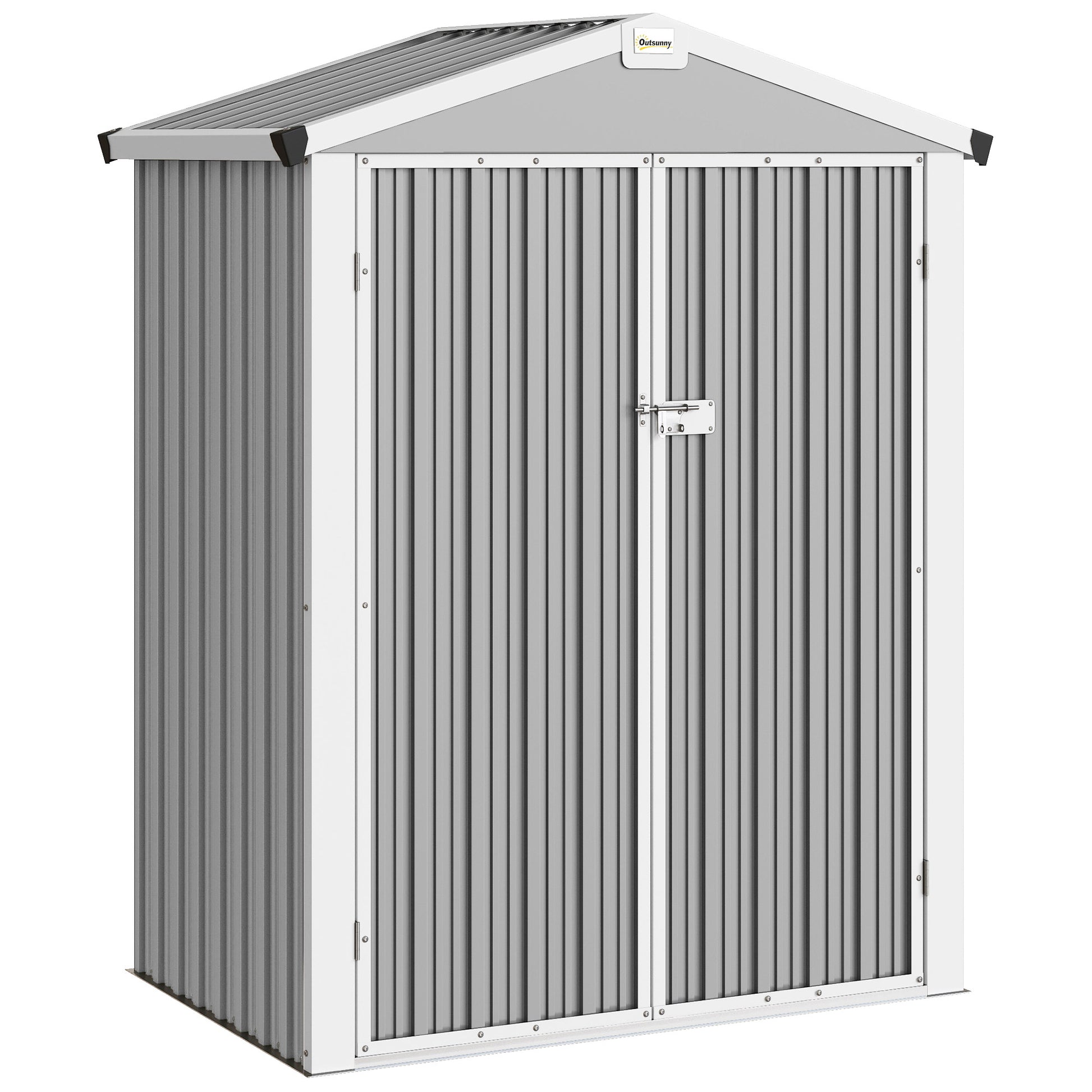 Outsunny Caseta De Jardín Exterior 1,1 M² 133x87x178 Cm Puertas Abatibles Gris_0