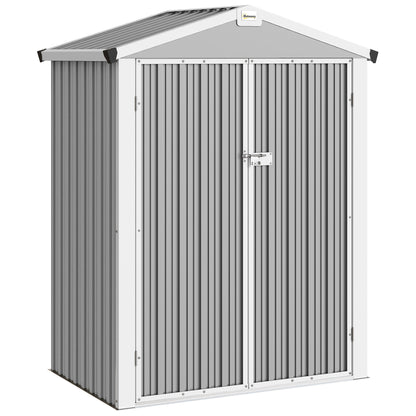 Outsunny Caseta De Jardín Exterior 1,1 M² 133x87x178 Cm Puertas Abatibles Gris_0