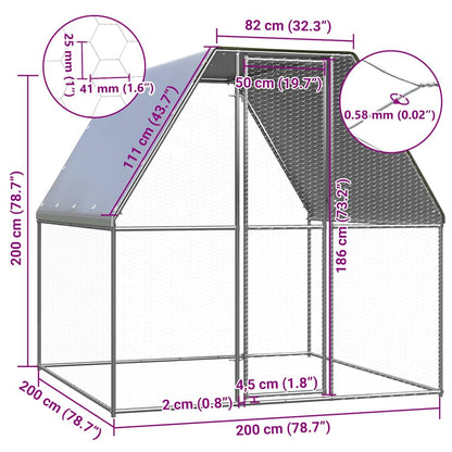 Vidaxl Gallinero De Acero Galvanizado Plateado Y Gris 2x2x2 M_4