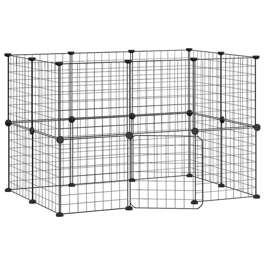 Vidaxl Jaula Para Mascotas De 20 Paneles Puerta Acero Negro 35x35 Cm_0