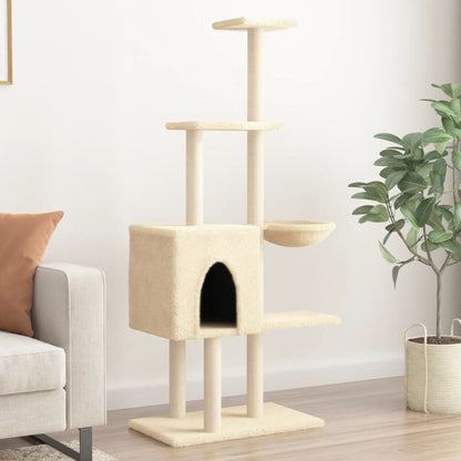 Vidaxl Rascador Para Gatos Con Postes De Sisal Color Crema 145 Cm_1