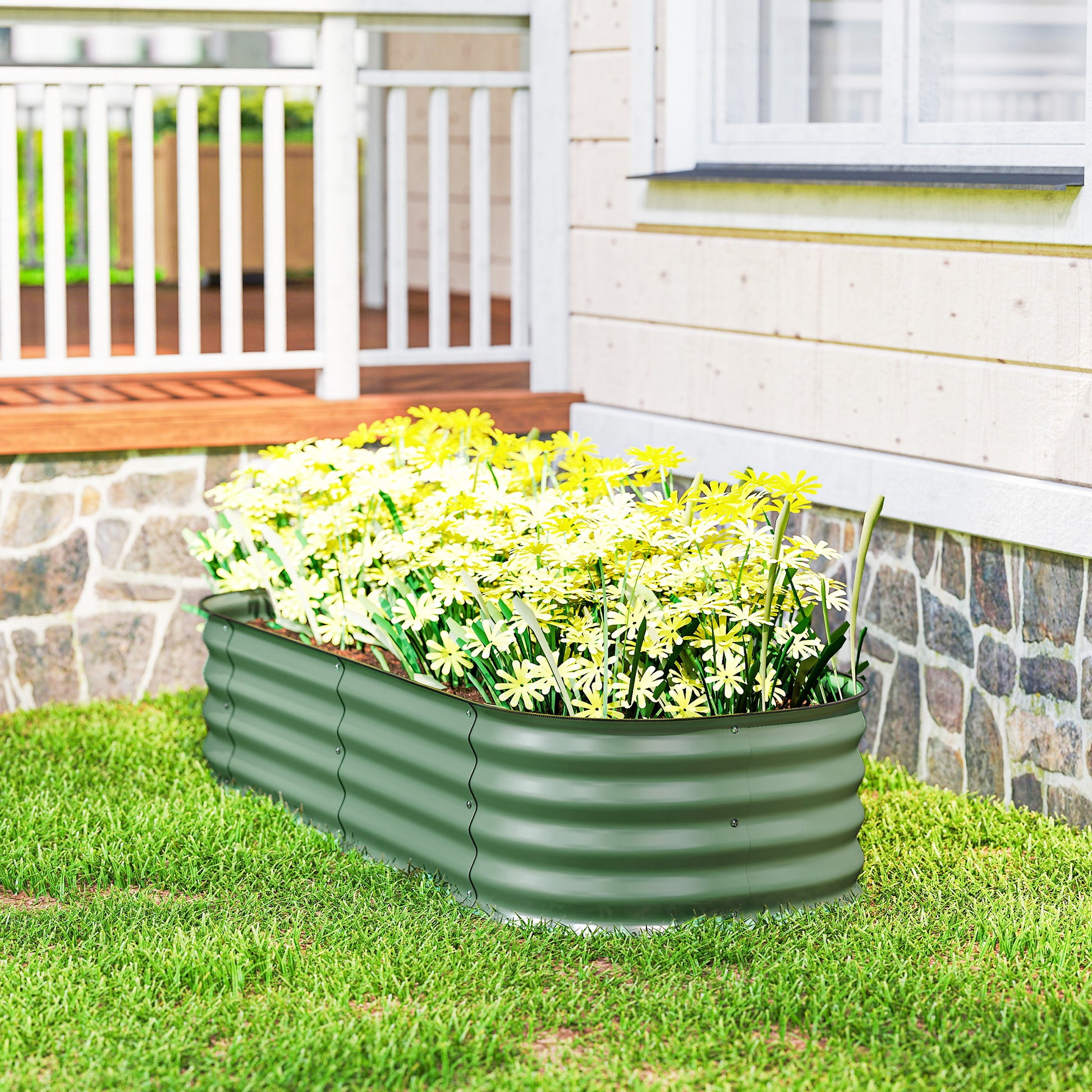 Outsunny Jardinera Exterior Grande De Acero Galvanizado Con Bordes De Seguridad_4