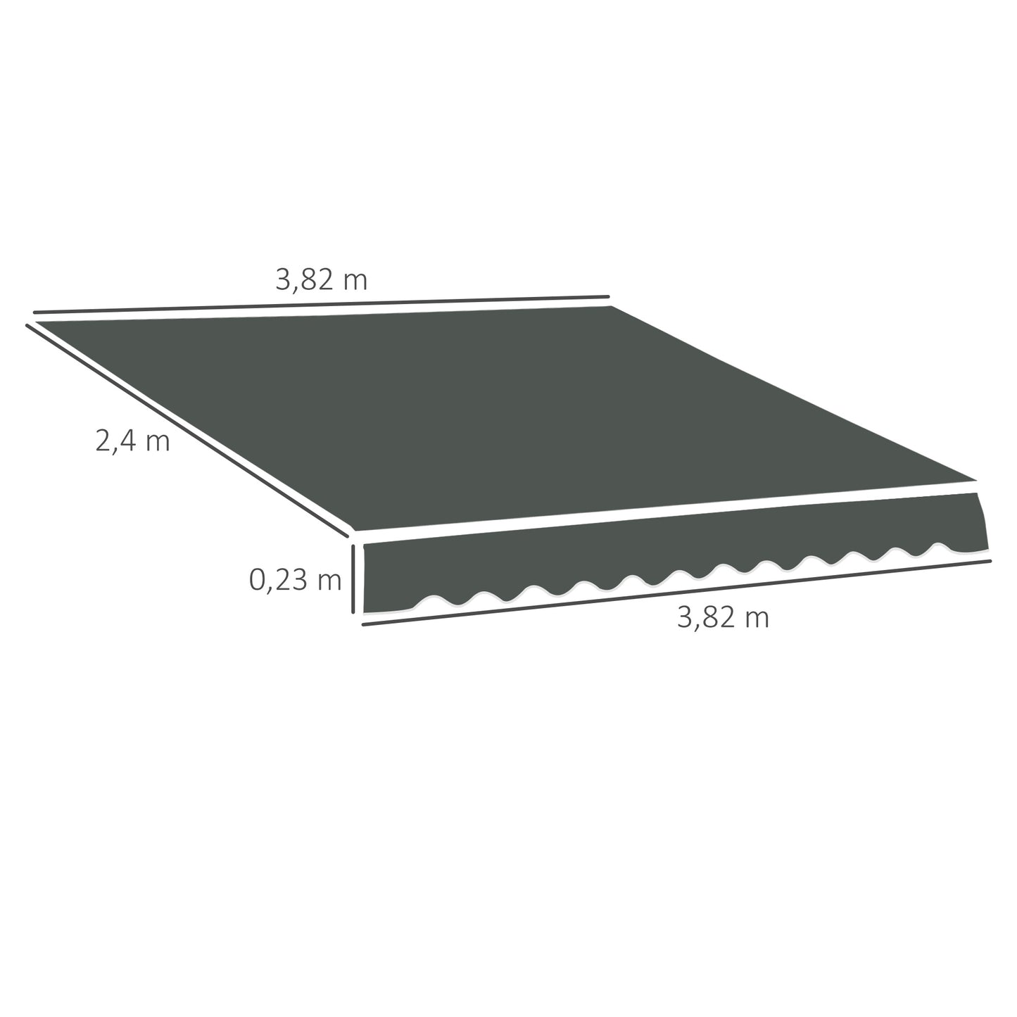 Outsunny Techo De Repuesto Para Toldo 382x240 Cm Protección Uv Gris_2