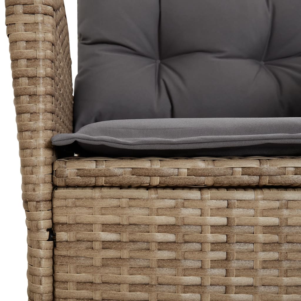 Set Comedor De Jardín 7 Pzas Con Cojines Ratán Sintético Beige / Vetonek_5