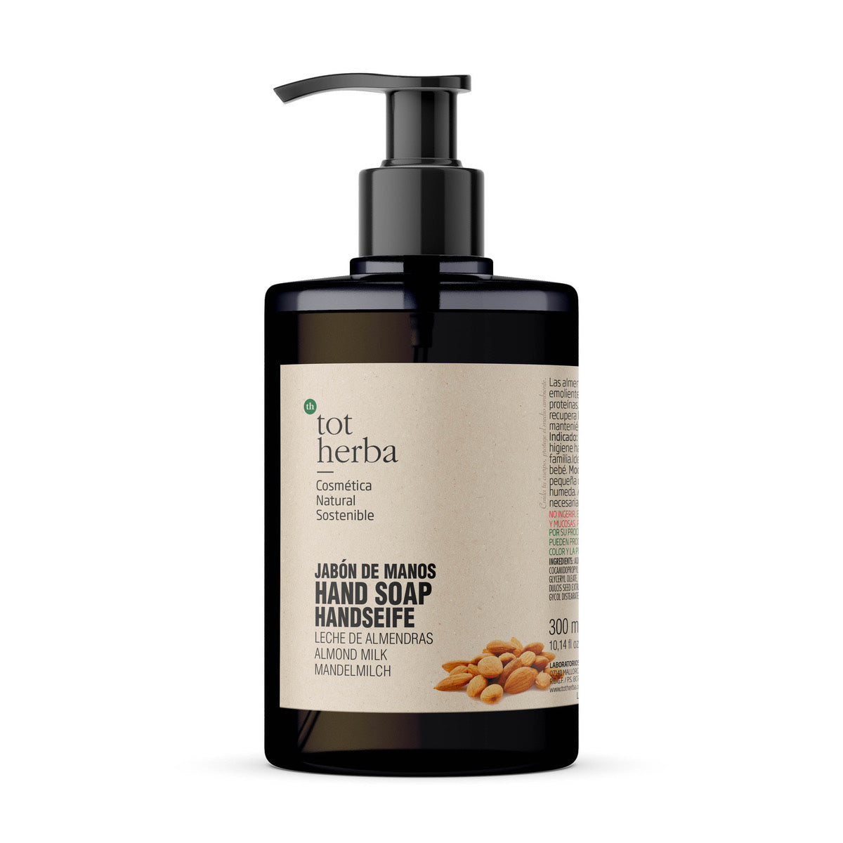 Jabón manos Leche de Almendras, Tot Herba, 300 ml