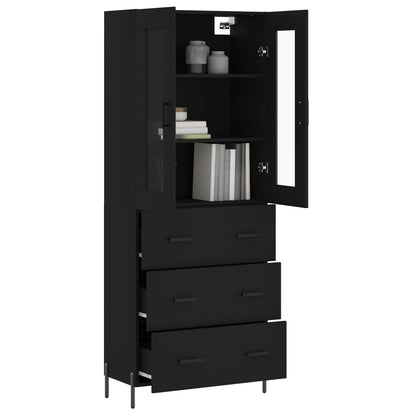 Aparador Alto Madera Contrachapada Negro 69,5x34x180 Cm_2