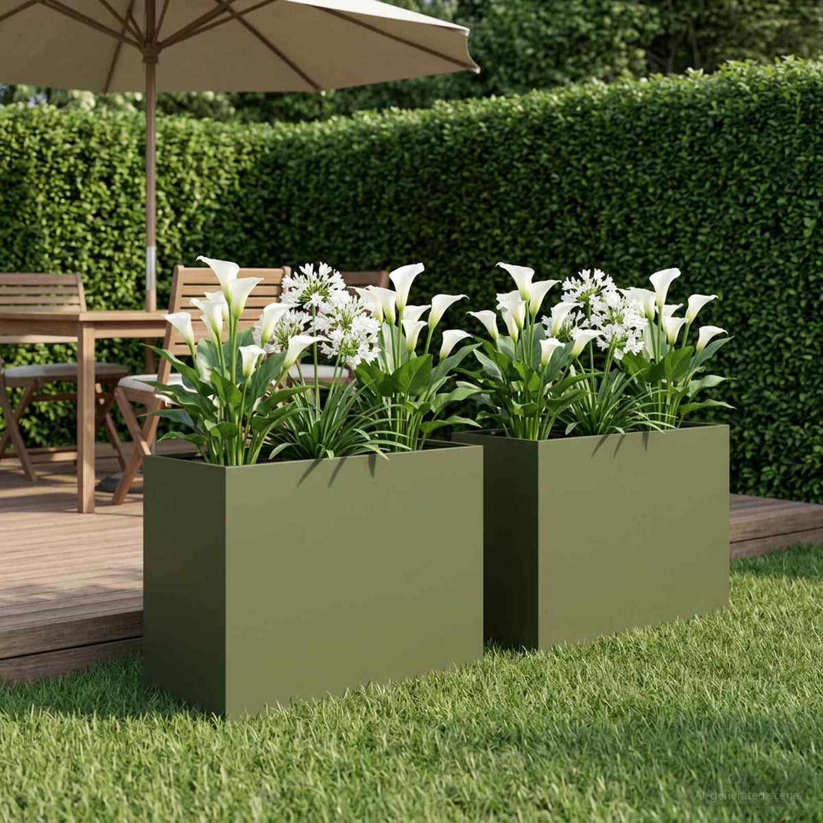 Macetero De Jardín 2 Uds. Verde Oliva 60 X 30 X 50 Cm_1