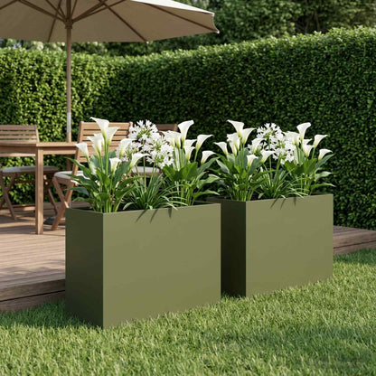 Macetero De Jardín 2 Uds. Verde Oliva 60 X 30 X 50 Cm_1