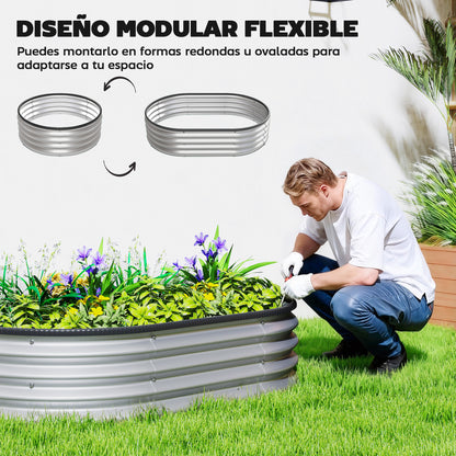 Outsunny Juego De 2 Jardineras Exterior Grandes De Acero 135x90x30 Cm Plateado_5