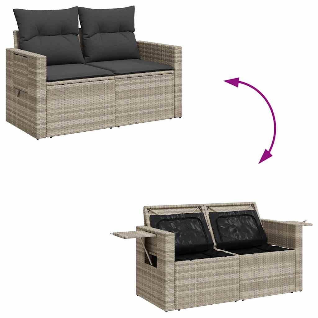 Set De Sofás Jardín Y Cojines 5 Pzas Ratán Sintético Gris Claro / Vetonek_4