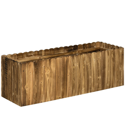 Outsunny Jardinera Elevada Rectangular De Madera 120x40x40 Cm Carbonizada_0