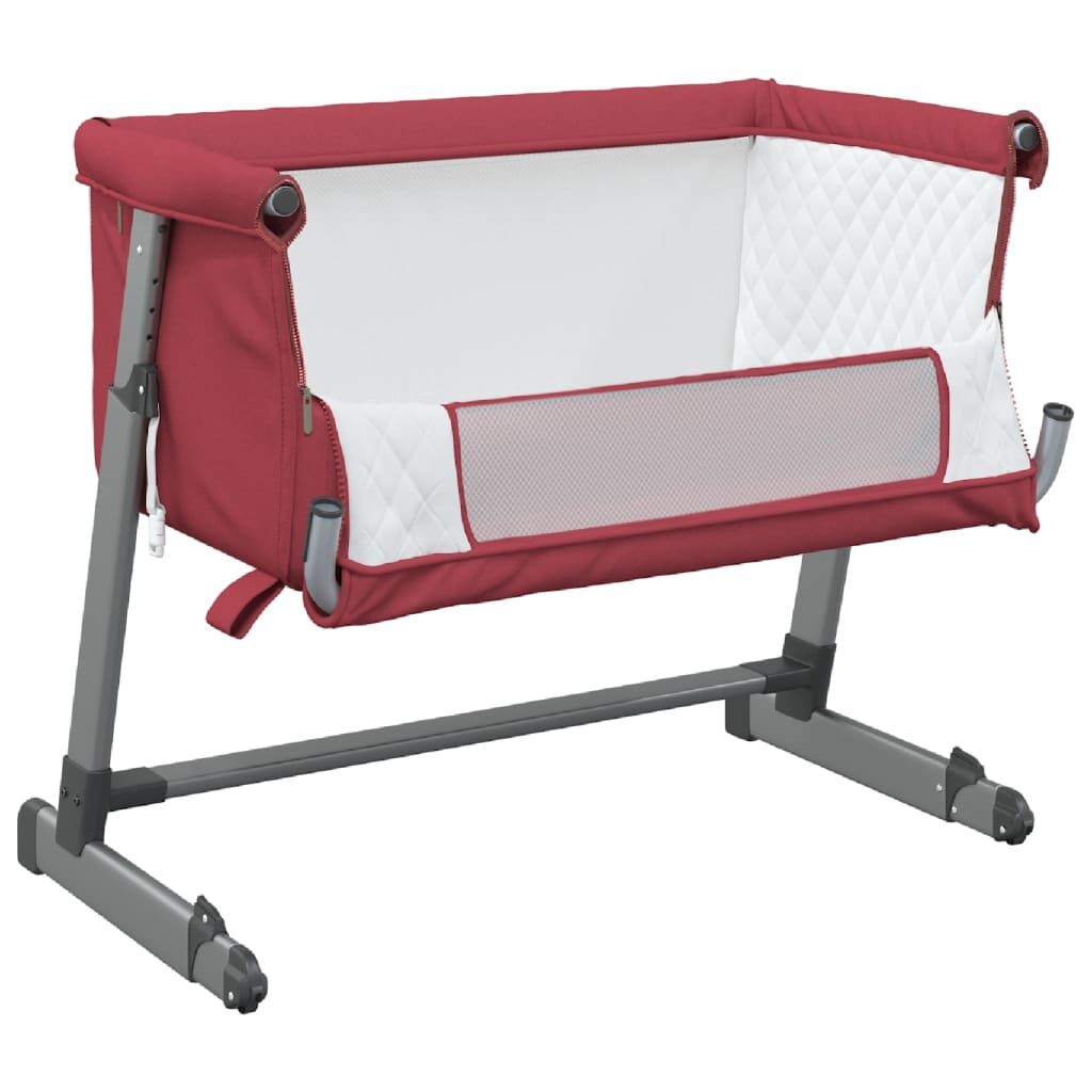 Vidaxl Cuna Con Colchón Tela De Lino Rojo_3