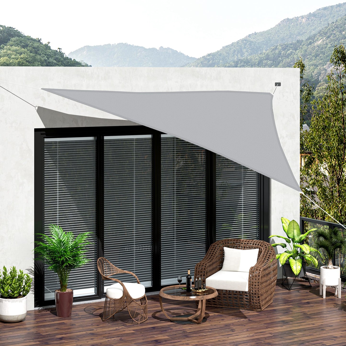 Outsunny Toldo Vela Triangular 5x5x5m Vela Sombra Para Terraza Jardín Camping_1