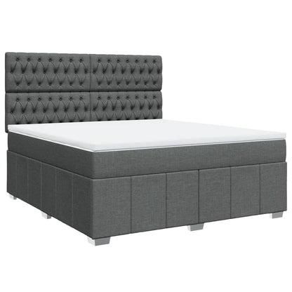 Cama Box Spring Con Colchón Tela Gris Oscuro 180x200 Cm / Vetonek_0