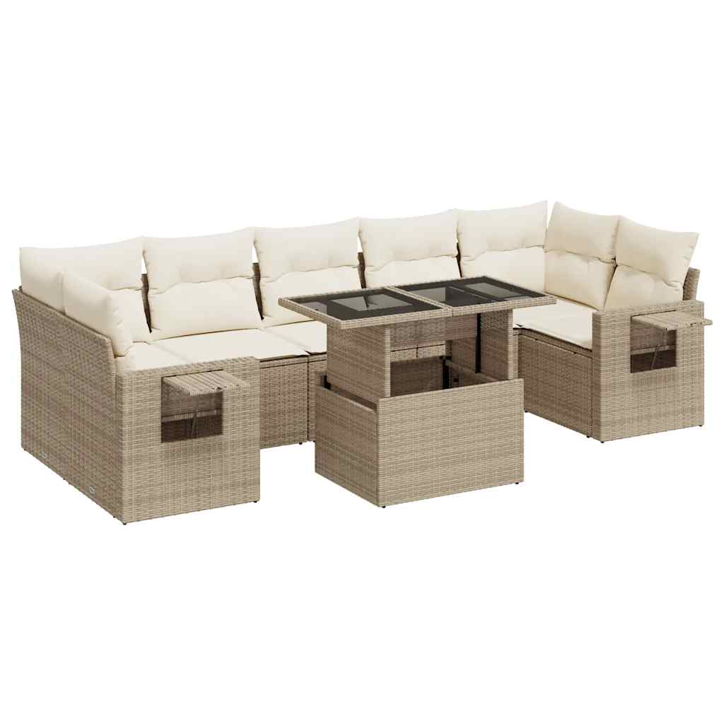 Set De Sofás De Jardín Y Cojines 8 Piezas Ratán Sintético Beige / Vetonek_3