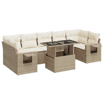 Set De Sofás De Jardín Y Cojines 8 Piezas Ratán Sintético Beige / Vetonek_3