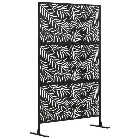 Outsunny Biombo Para Exterior De 3 Piezas Con Diseño De Hoja De Mimbre Negro_0