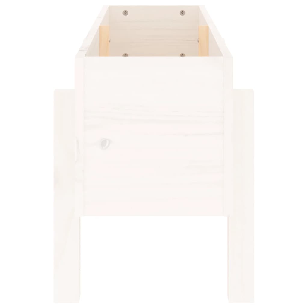 Arriate Elevado De Jardín Madera Maciza Pino Blanco 101x30x38cm_4