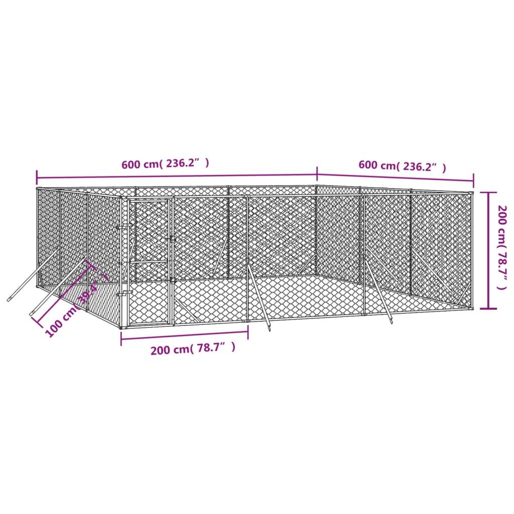 Vidaxl Perrera De Exterior Acero Galvanizado Plateado 6x6x2 M_2