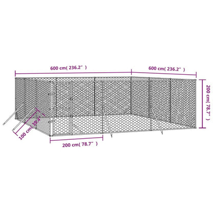 Vidaxl Perrera De Exterior Acero Galvanizado Plateado 6x6x2 M_2